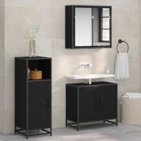 Badkamer Kast Zwart eiken 35 x 37,5 x 100 cm Bewerkt hout