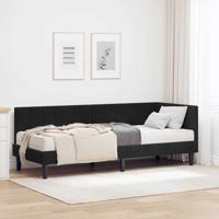 Hoekbedframe met matras Zwart 80 x 200 cm Fluweel