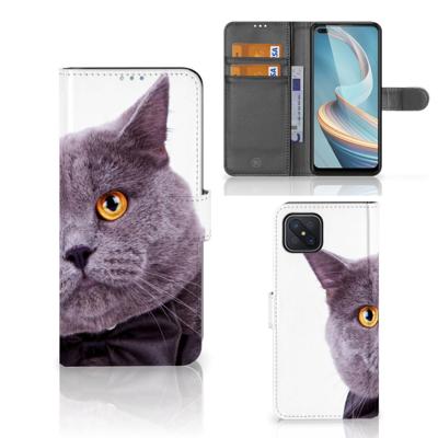 OPPO Reno4 Z | Telefoonhoesje | Met pasjeshouder | Kat