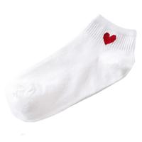 10 paar leuke sokken vrouwen rood hart patroon zachte ademende katoenen sokken enkel-hoge casual comfortabele sokken (wit lichaam rood hart)