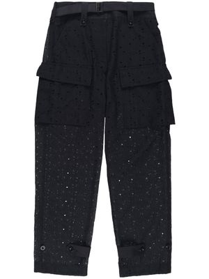 sacai pantalon à logo brodé - Noir