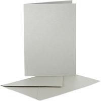 Creativ Company Parelmoer kaarten en enveloppen, afmeting kaart 10,5x15 cm, afmeting envelop 11,5x16,5 cm, zilver, 10 set/ 1 doos