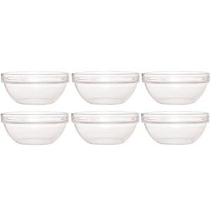 6x Salade schaaltjes/slakommetjes van glas 12 cm