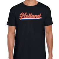 Zwart t-shirt Holland / Nederland supporter Holland met Nederlandse wimpel EK/ WK voor heren