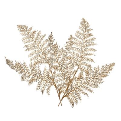 Kunstplant tak varen - 2x - goud - 80 x 30 cm - kunststof - metallic glans - decoratie