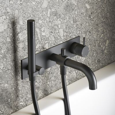 Hotbath Cobber X afbouwdeel inbouw douche/vrijstaande badmengkraan met automatische omstelinrichting zwart mat Hotbath Cobber X afbouwdeel inbouw douche/vrijstaande badmengkraan met automatische omstelinrichting zwart mat