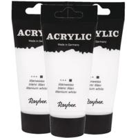 Acrylverf/hobbyverf op waterbasis - 3x - wit - 75 ml - Schilderen/knutselen