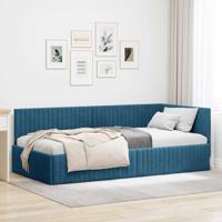 Hoekbedframe met hoofdeinde Blauw 100 x 200 cm Fluweel