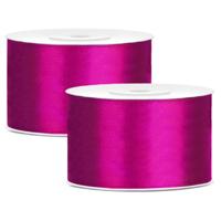 Hobby Sierlint satijn - 2x - Fuchsia - 25 meter - cadeaulint - satijnlint/sierlinten