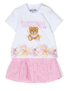 Moschino Kids jupe froncée à rayures - Rose