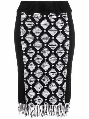 Karl Lagerfeld jupe mi-longue en fil bouclé - Noir