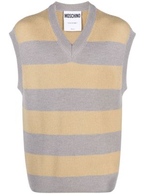 Moschino débardeur rayé à patch logo - Gris