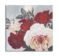 HANDGEMAAKTE WANDSCHILDERING BLOEM VIERKANT CM 90X3,7X90