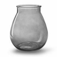 Bloemenvaas druppel vorm type - smoke grijs/transparant glas - H22 x D20 cm   - - thumbnail