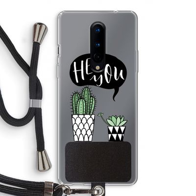 Hey you cactus: OnePlus 8 Transparant Hoesje met koord