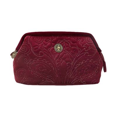 Cosmetic Purse Small Velvet Quiltey Days Red