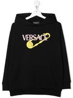 Versace Kids hoodie en coton à logo imprimé - Noir