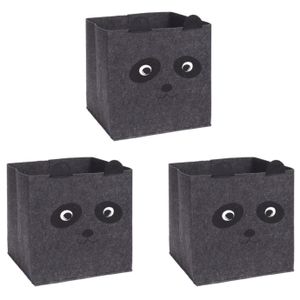 3x stuks opbergmand vilt kinderkamer - dieren thema panda - 32 x 32 x 32 cm