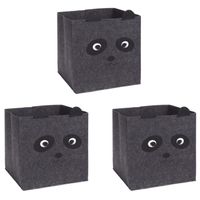 3x stuks opbergmand vilt kinderkamer - dieren thema panda - 32 x 32 x 32 cm - thumbnail