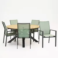Tuinstoel Delia amandel hoge rug met Arezzo tafel 150 cm rond