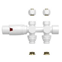 Belrad Radiatorkraan - 19.8x4.3 - thermostatisch - muur- en vloeraansluting - 1/2MX16/2 M30 - glans wit BLR302
