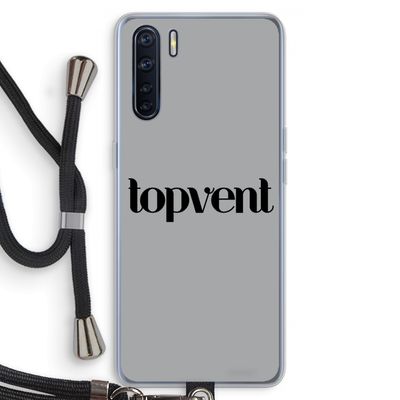 Topvent Grijs Zwart: Oppo A91 Transparant Hoesje met koord
