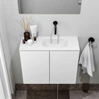 Zaro Polly toiletmeubel 60cm mat wit met witte wastafel zonder kraangat rechts - thumbnail