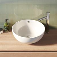 Brauer Sky Waskom - Rond - 43 cm - met Overloop - Keramiek - Hoogglans - Wit