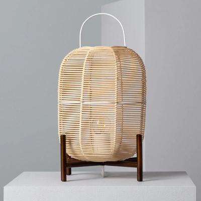 Tafellamp rotan &apos;Iglo&apos; E27 fitting modern hout gevlochten bureaulamp 42 cm
