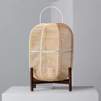 Tafellamp rotan &apos;Iglo&apos; E27 fitting modern hout gevlochten bureaulamp 42 cm