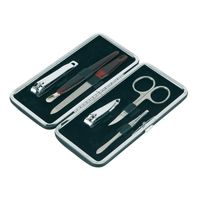 6-delige manicure set in luxe rechthoekige zwarte houder