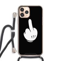 Middle finger black: iPhone 11 Pro Transparant Hoesje met koord