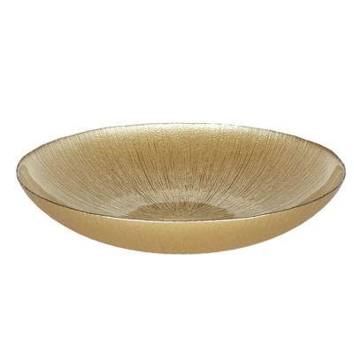 Salade serveer schaal - Fruitschaal/fruitmand - Glas - D30 x H6 cm - goud