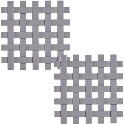 Set van 4x stuks grijze pannenonderzetters gevlochten siliconen 17 x 17 cm