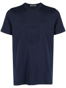 Corneliani t-shirt en coton stretch à logo brodé - Bleu