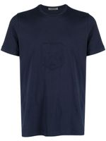 Corneliani t-shirt en coton stretch à logo brodé - Bleu - thumbnail