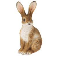 Home & Styling Decoratie paashaas / konijn - bruin/wit - polystone - 19 cm - zittend