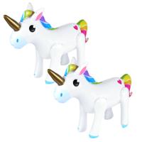 Unicorn thema opblaasbare eenhoorn - 2x - wit - 53 x 35 - Eenhoorn feest decoratie/versiering