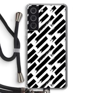 Zwarte vegen: Samsung Galaxy S21 FE Transparant Hoesje met koord