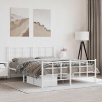 Bedframe met hoofd- en voeteneinde metaal wit 150x200 cm