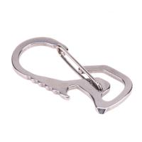 Outdoor tools karabijnhaak hex driver flesopener sleutelhanger ring klimmen accessoires (zilver)