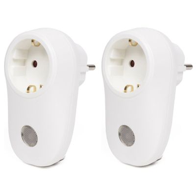 Multipak van 2x stuks benson stekkers wit met lichtsensor