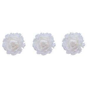 4x stuks decoratie bloemen wit met veertjes op clip 11 cm