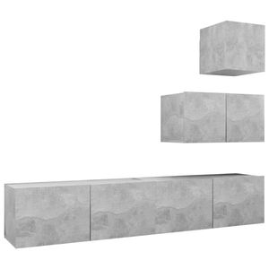 The Living Store TV-meubelset - Betongrijs - Spaanplaat - 30.5x30x30cm - 60x30x30cm - 80x30x30cm