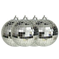 Grote discobal kerstballen - 4x stuks - zilver - 10 cm - kunststof