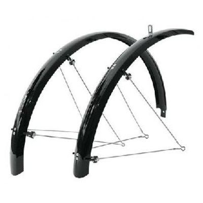 Sunnywheel kunststof spatbordset 28inch 50mm glans zwart + stangen