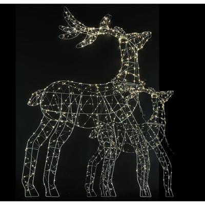 Kerstverlichting figuren - 2x st - rendieren - LED - 53 en 103 cm - metaal - verlicht