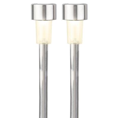 Lumineo Prikspot solar - 2x - LED - zilver - H36 cm - RVS