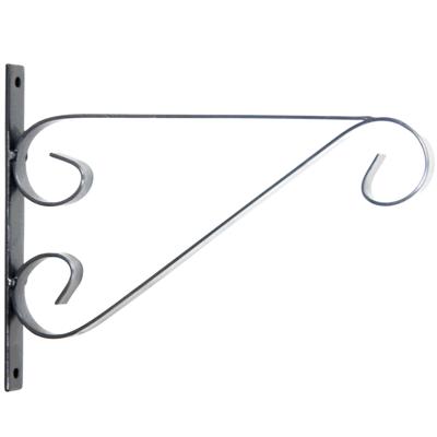 Hangpot haken - metaal - met krul - grijs - 27 x 19 cm - tuindecoratie - muurhangers