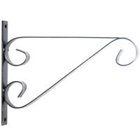 Hangpot haken - metaal - met krul - grijs - 27 x 19 cm - tuindecoratie - muurhangers